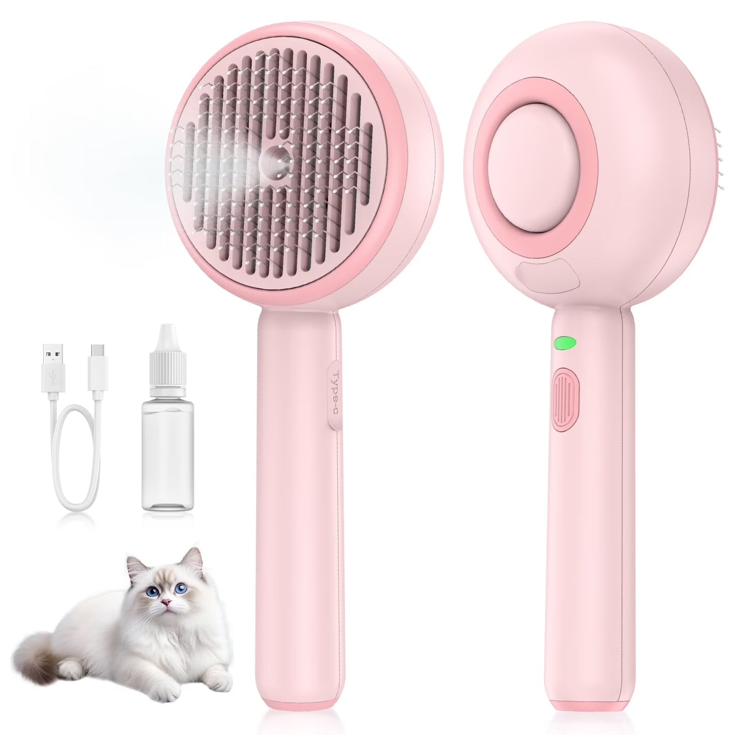 3 in 1 Cat Steam Brush, One-Click Hair Removal Brush with Steam for Cats and Dogs