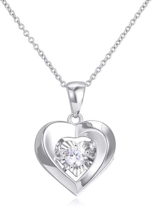 18K Gold Heart Jewelry Necklace for Women, Solid Gold Chain and Pendant Necklace for Her, Anniversary Jewelry Present for Wife, Gifts for Mother,18"
