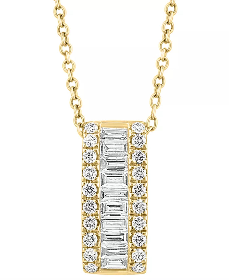 EFFYÂ® Diamond Baguette & round Vertical Bar 18" Pendant Necklace (1/2 Ct. T.W.) in 14K Gold (Also Available in 14K White Gold)