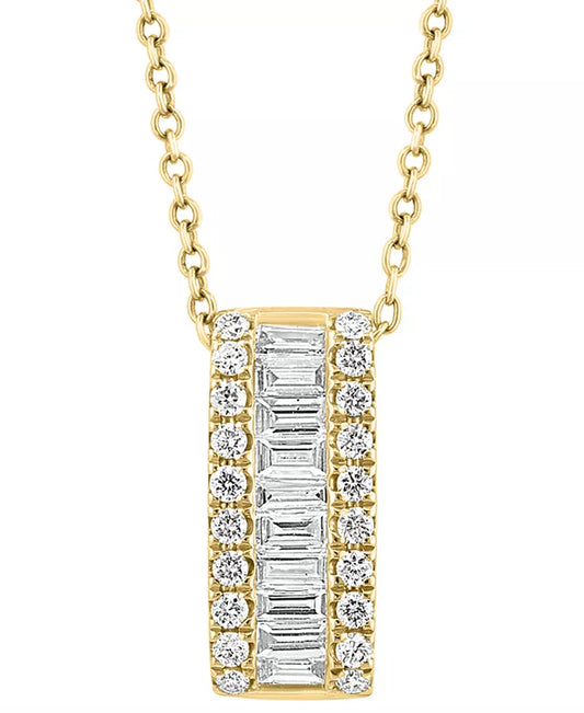 EFFYÂ® Diamond Baguette & round Vertical Bar 18" Pendant Necklace (1/2 Ct. T.W.) in 14K Gold (Also Available in 14K White Gold)