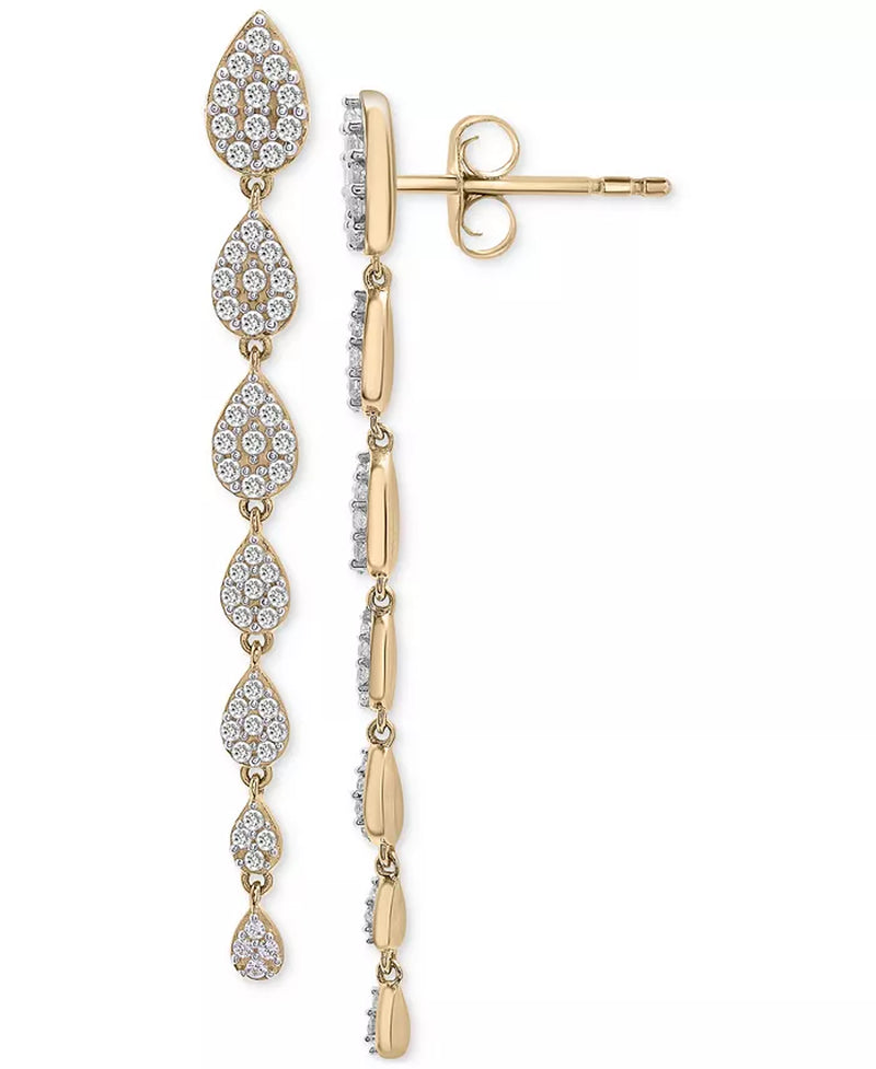 Diamond Cluster Linear Drop Earrings (1 Ct. T.W.) in 14K Gold or 14K White Gold, Created for Macy'S