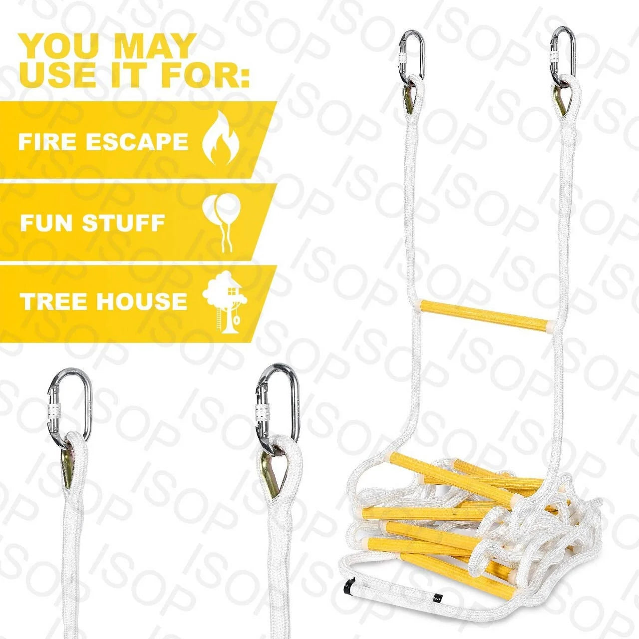 Ladder Rope 24Ft | Multifunctional Climbing Rope Ladder | Escape Ladder