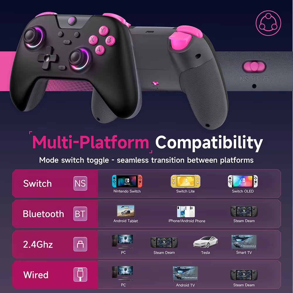 Easysmx X05 Wireless PC Gamepad Bluetooth Gaming Controller Compatible with Pc/Phone/Switch/Steam, Turbo RGB Hall Effect