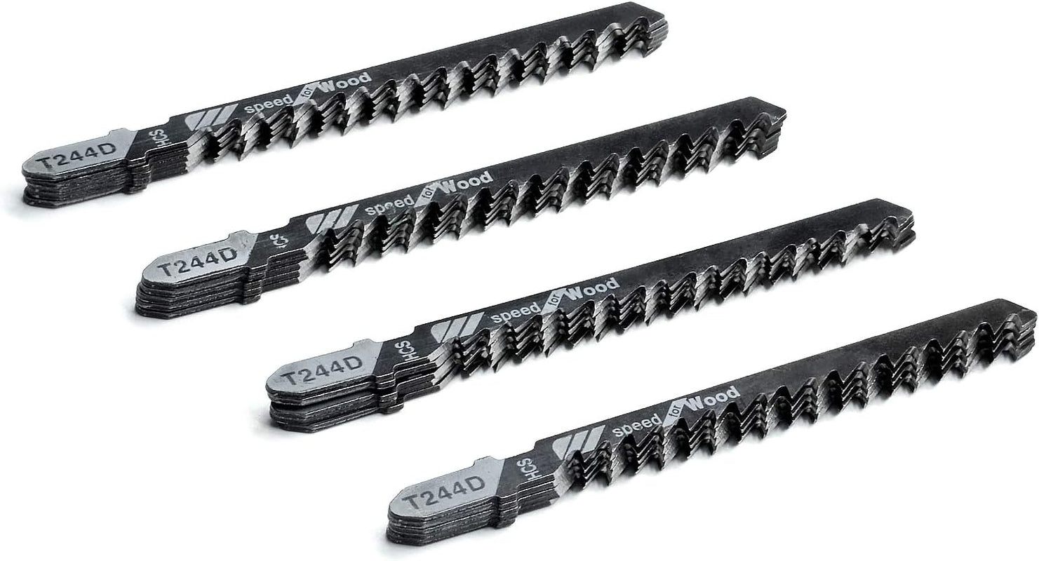 20-Piece T244D 4 Inch 6 TPI Assorted T-Shank Jig Saw Blades Set for Speed Cutting Wood, Scroll Cutting Wood