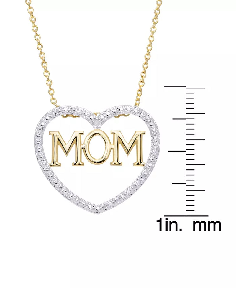 Diamond Accent Gold-Plated Mom Heart Pendant Necklace