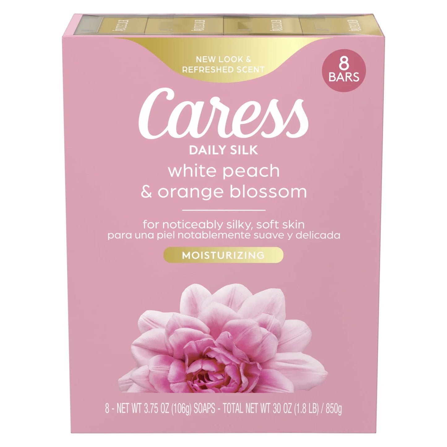 Bar Soap for Women, Daily Silk White Peach & Orange Blossom for All Skin, 3.75 Oz 8 Body Bath Bars