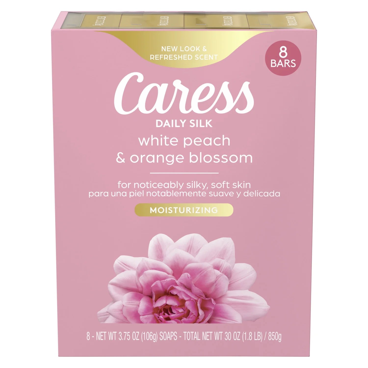 Bar Soap for Women, Daily Silk White Peach & Orange Blossom for All Skin, 3.75 Oz 8 Body Bath Bars