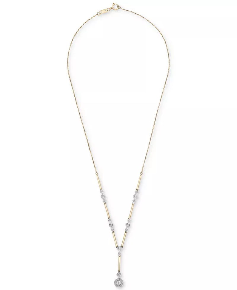 Diamond Station Lariat Necklace (1/2 Ct. T.W.) in 14K Gold, 15" + 2" Extender, Created for Macy'S