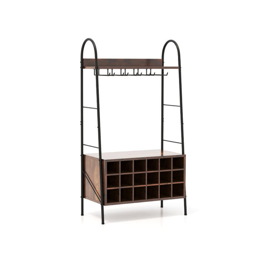 Baker'S Rack with Detachable Wine Rack and 5 Rows of Stemware Holder