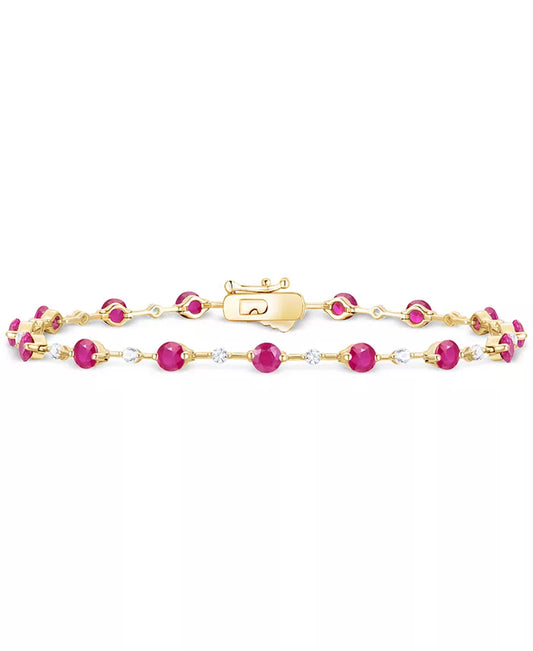 Emerald (2-1/8 Ct. T.W.) & Diamond (1/2 Ct. T.W.) Bracelet in 14K Gold (Also in Ruby & Sapphire)