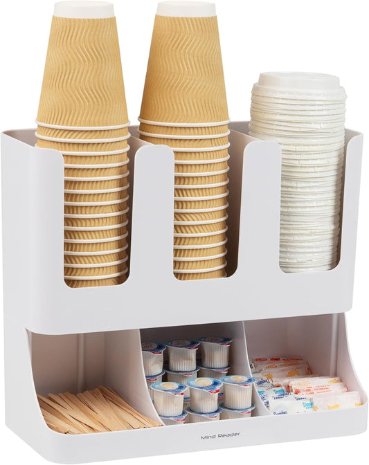 6 Compartment Upright Breakroom Coffee Condiment Cup Organizer Mind Reader