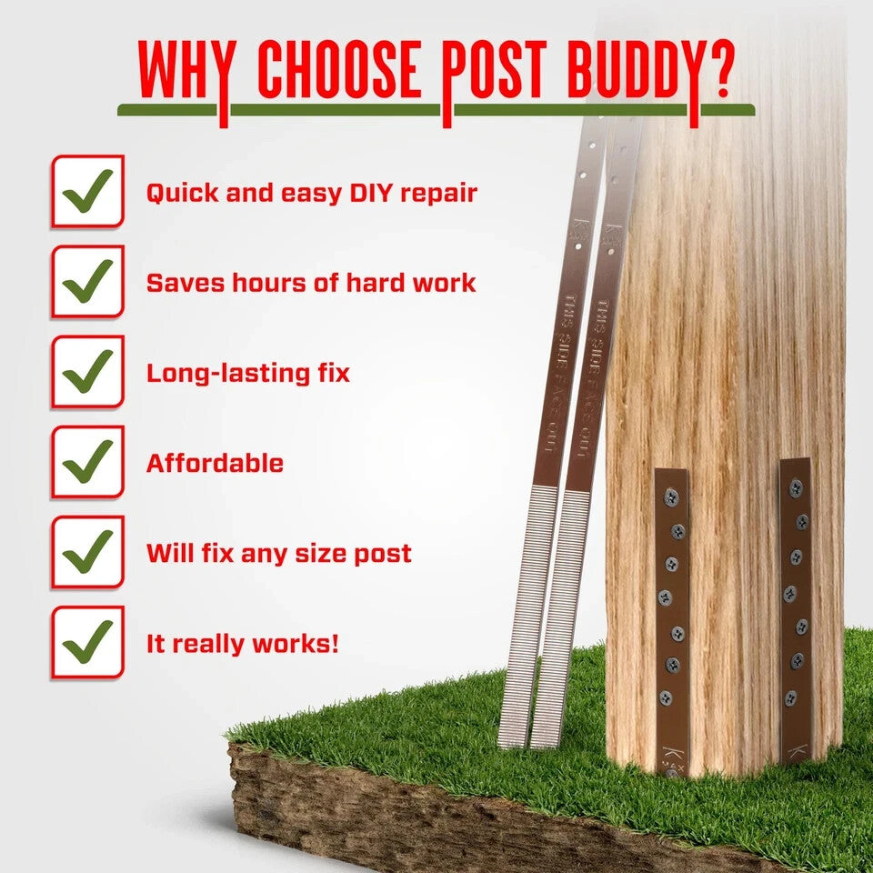 Post Buddy Pack of 2 Easy Fence Post Repair Kit (To Fix 1 Broken Wood Post), ...