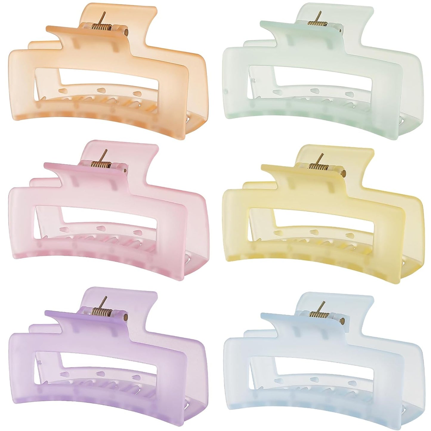 3.5 Inch Medium Hair Accessories - 6 Pack Square and Rectangle Banana Jaw Clips for Women and Girls - Ice Cream