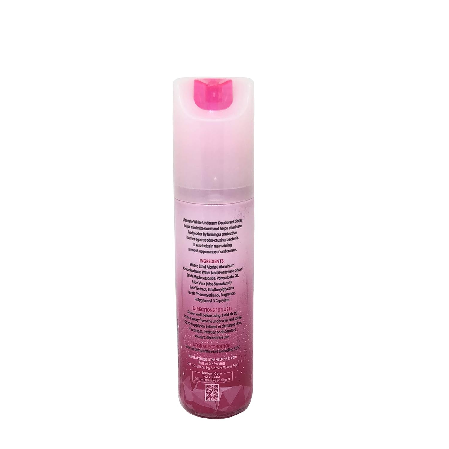 Ultimate White under Arm Deodorant Spray