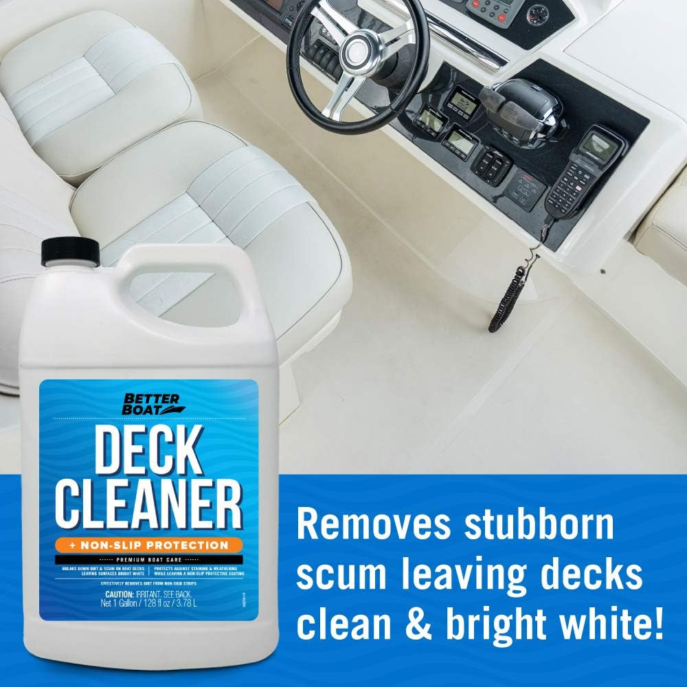 Boat Non-Skid Deck Cleaner, Marine-Grade, for Fiberglass, Aluminum, Plastic, Vinyl, Composite Floors & Hulls, Wash Soap & Sealant Cleaning Supplies
