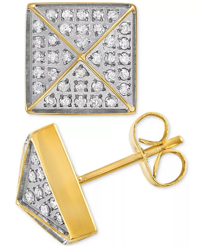 Diamond Pyramid Stud Earrings (1/3 Ct. T.W.) in Gold-Tone Ion-Plated Stainless Steel, Created for Macy'S