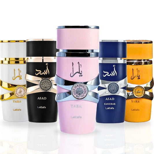 Yara Collection 5 Piece Set - Yara, Yara Moi, Yara Tous, Asad, Asad Zanzibar - Eau De Parfum Sprays 100ML (3.4 OZ) by .