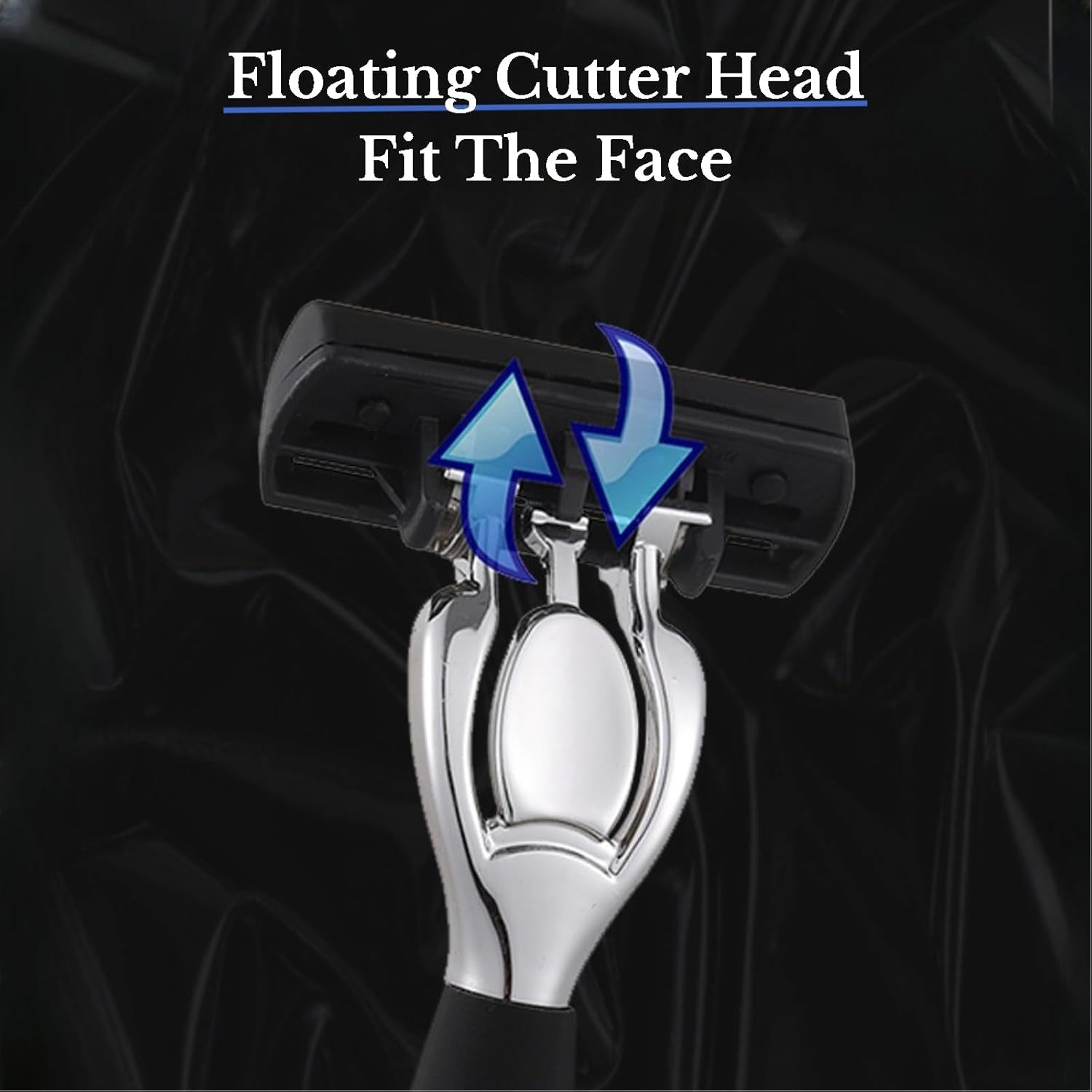 Upgrade 7-Blade Razor for Men, 7 Layers of Razor Blades, 1 Razor Handle + 3 Blade Refills, Dual Lubrication & Precision Trimmer, Lubrastrip for Comfortable Shave