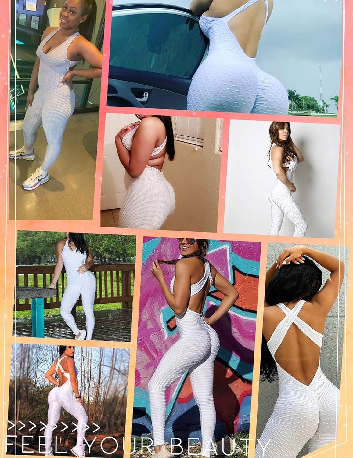 Women'S Workout Romper Atheletic Jumpsuits for Yoga Running Bodycon Gym Activewear White M
