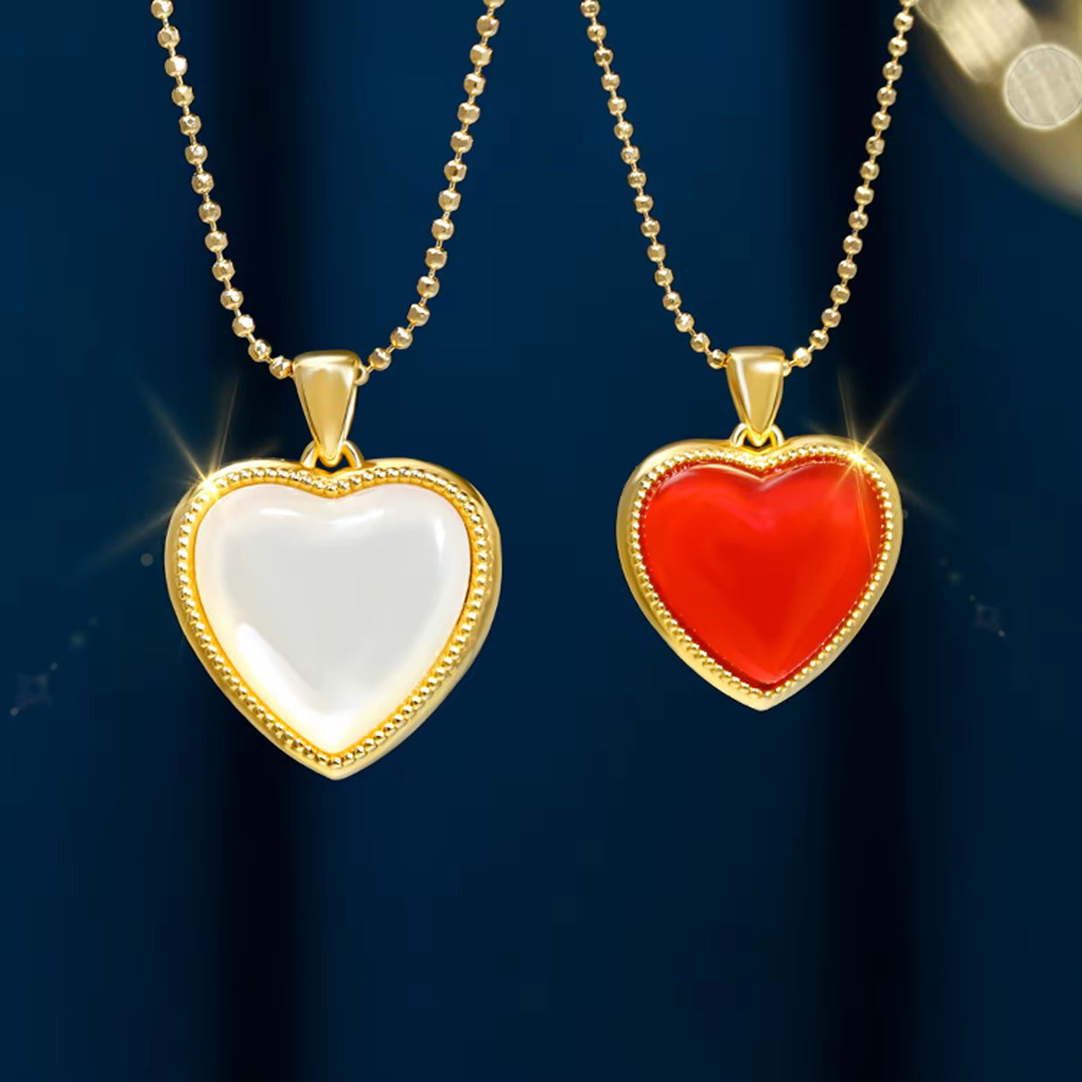 100% Real Gold 18K Natural Agate Necklace for Women Heart Pendant Au750 Pure Original Gold Jewelry Valentine'S Day Gifts
