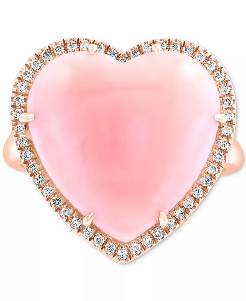 EFFYÂ® Pink Opal (10-9/10 Ct. T.W.) & Diamond (1/5 Ct. T.W.) Heart Ring in 14K Rose Gold