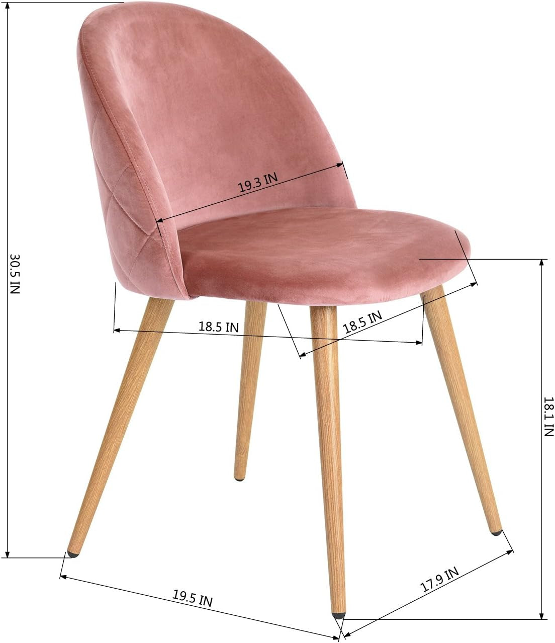 Dining Chairs Set of 2 Velvet Kitchen Chairs Set of 2, Scandinavian Style Accent Chair Set for Living Dining Room Lounge, Metal Legs and Soft Seats, 2PCS (Rose)