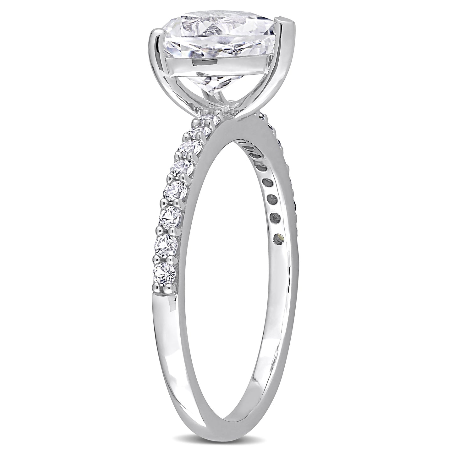 Women'S Created White Sapphire Engagement Ring in 10K White Gold