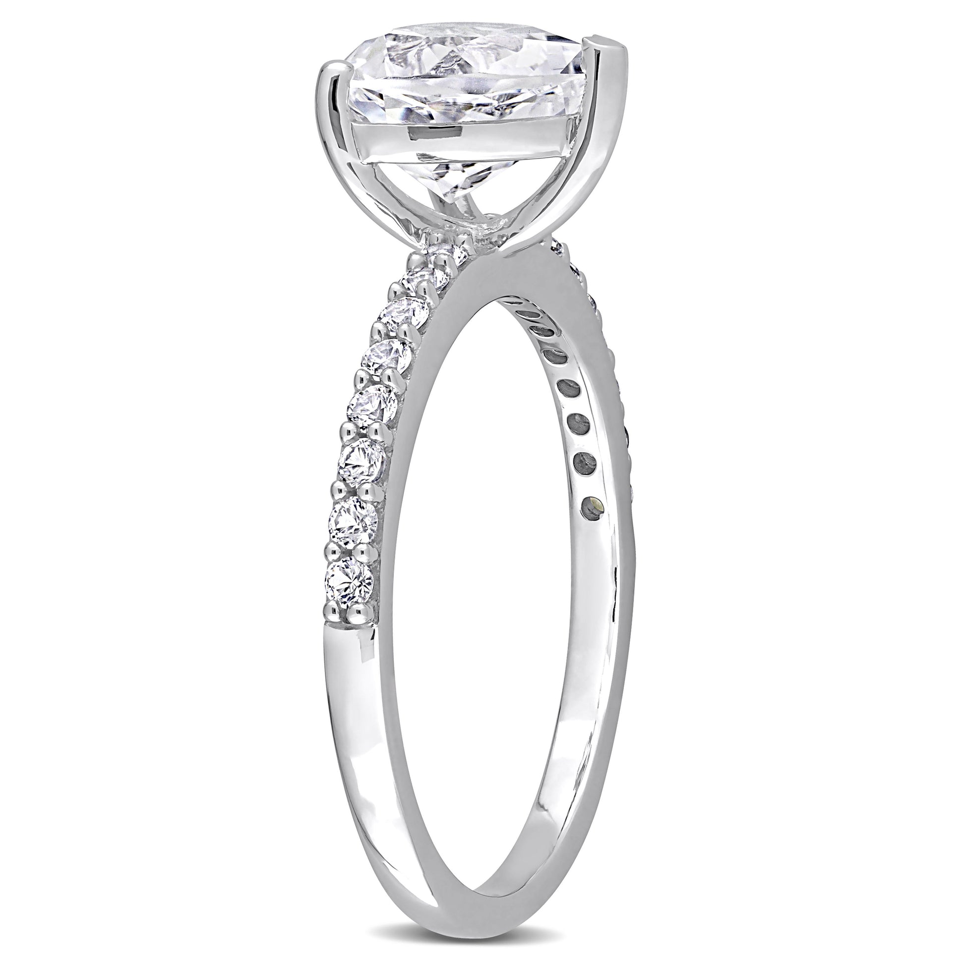 Women'S Created White Sapphire Engagement Ring in 10K White Gold