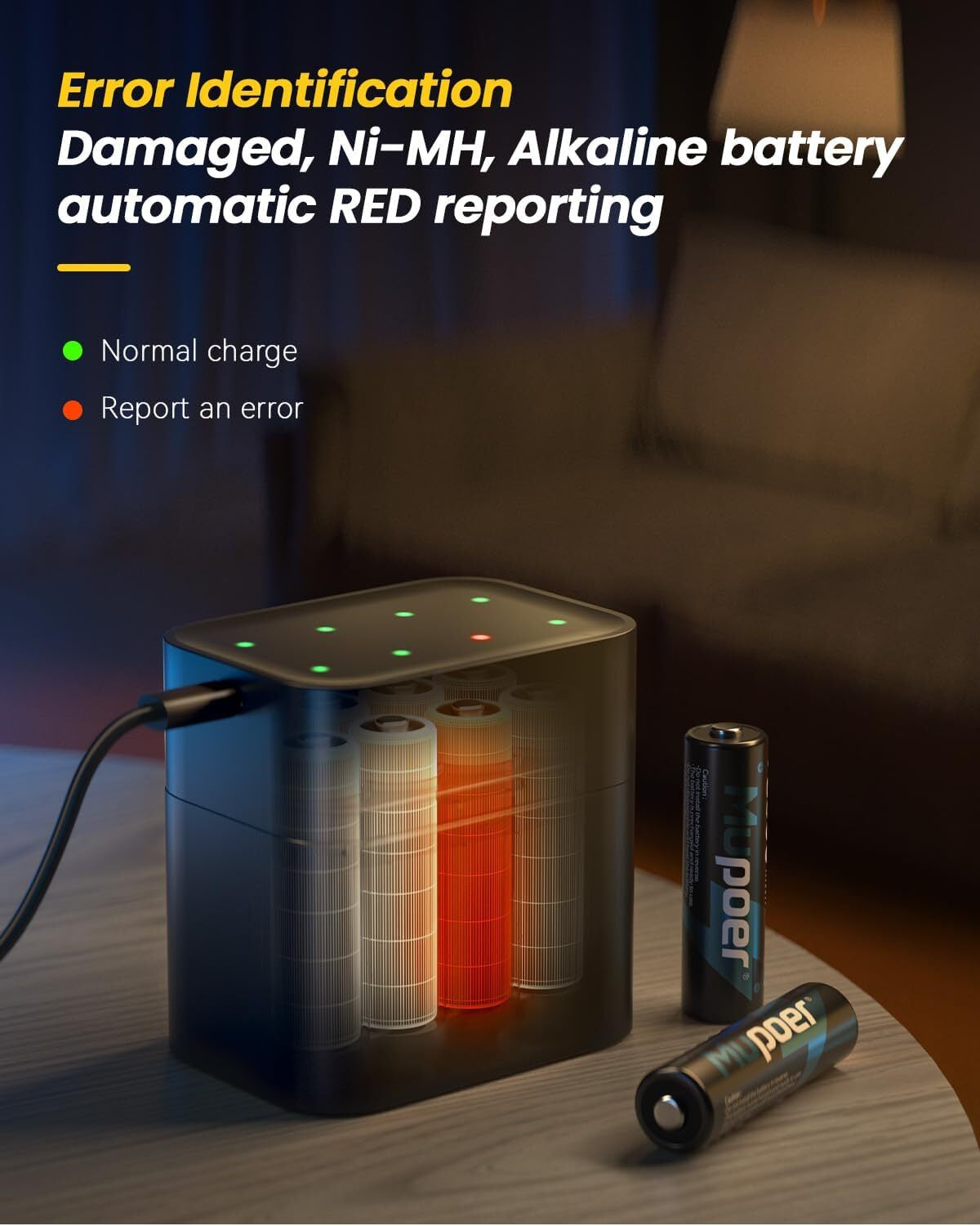 Rechargeable AA Batteries Lithium with Charger, 8 Pack 1.5V 3000Mwh Double A