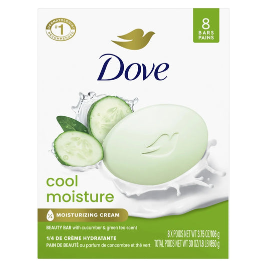 Beauty Bar Women'S Bath Soap Cool Moisture Cucumber & Green Tea Scent, 3.75 Oz 8 Bars