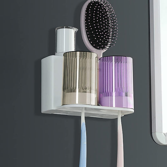 Toothbrush Holders-Couple Toothbrush Holder Wall Mounted Set,Rv Toothbrush Holder,Toothbrush Holder for Bathroom Organizer (2 Cups)
