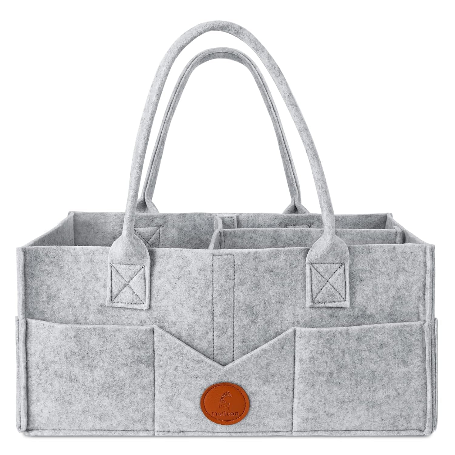 Diaper Caddy Organizer - Diaper Caddy for Baby Nursery Storage, Felt Diaper Organizer for Baby Stuff with Handle, 15" X 9" X 7" Portable Baby Basket Boy Girl Changing Table Organizer (Grey)