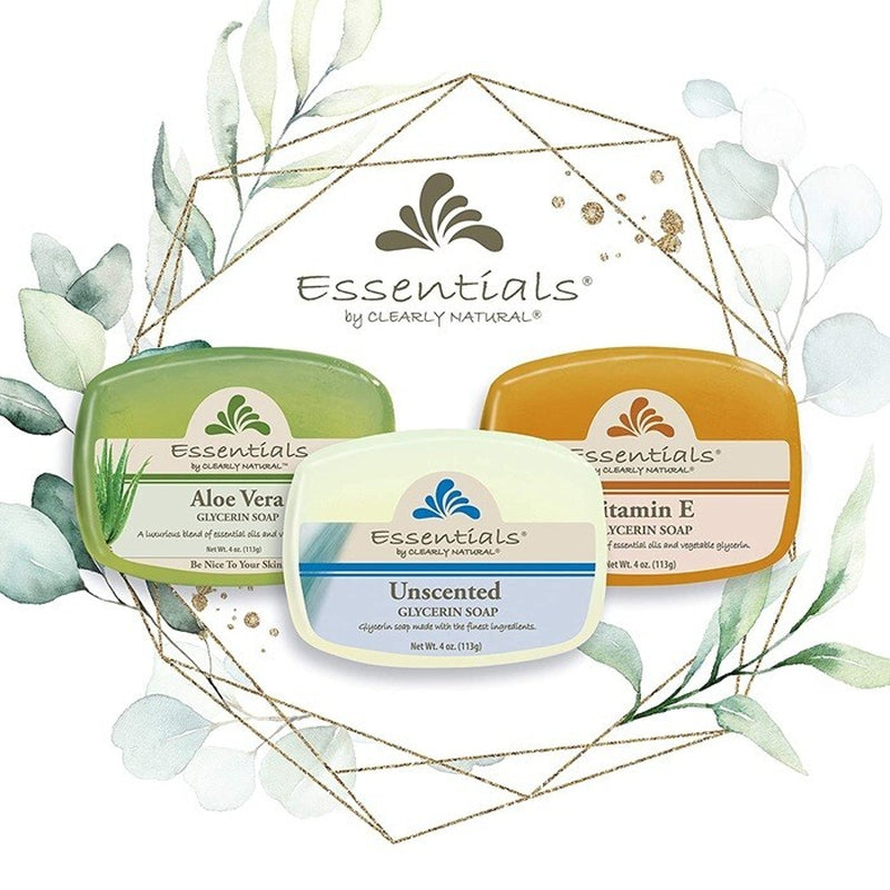 Essentials by Clearly Natural Glycerin Bar Soap, Unscented, 4 Ounce (Pack of 12)