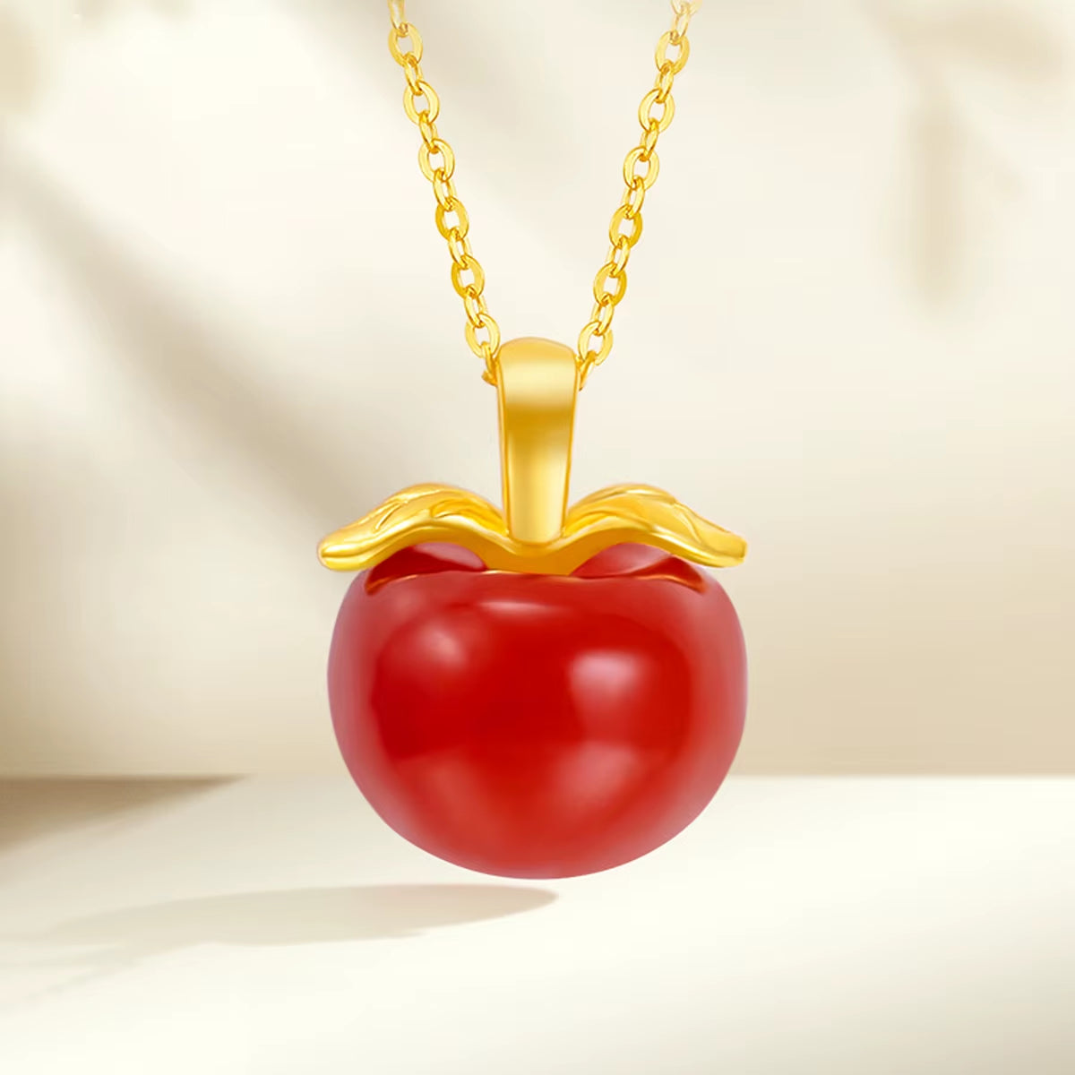 100% Real Gold 18K Natural Agate Necklace for Women Heart Pendant Au750 Pure Original Gold Jewelry Valentine'S Day Gifts