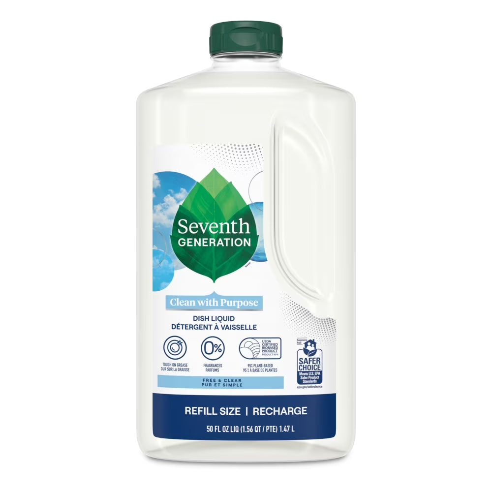 Dish Soap Liquid, Fresh Free and Clear, 50 Oz Refill