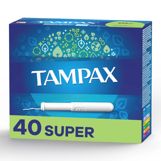 Cardboard Tampons Super Absorbency, Anti-Slip Grip, Leakguard Skirt, Unscented, 40 Count
