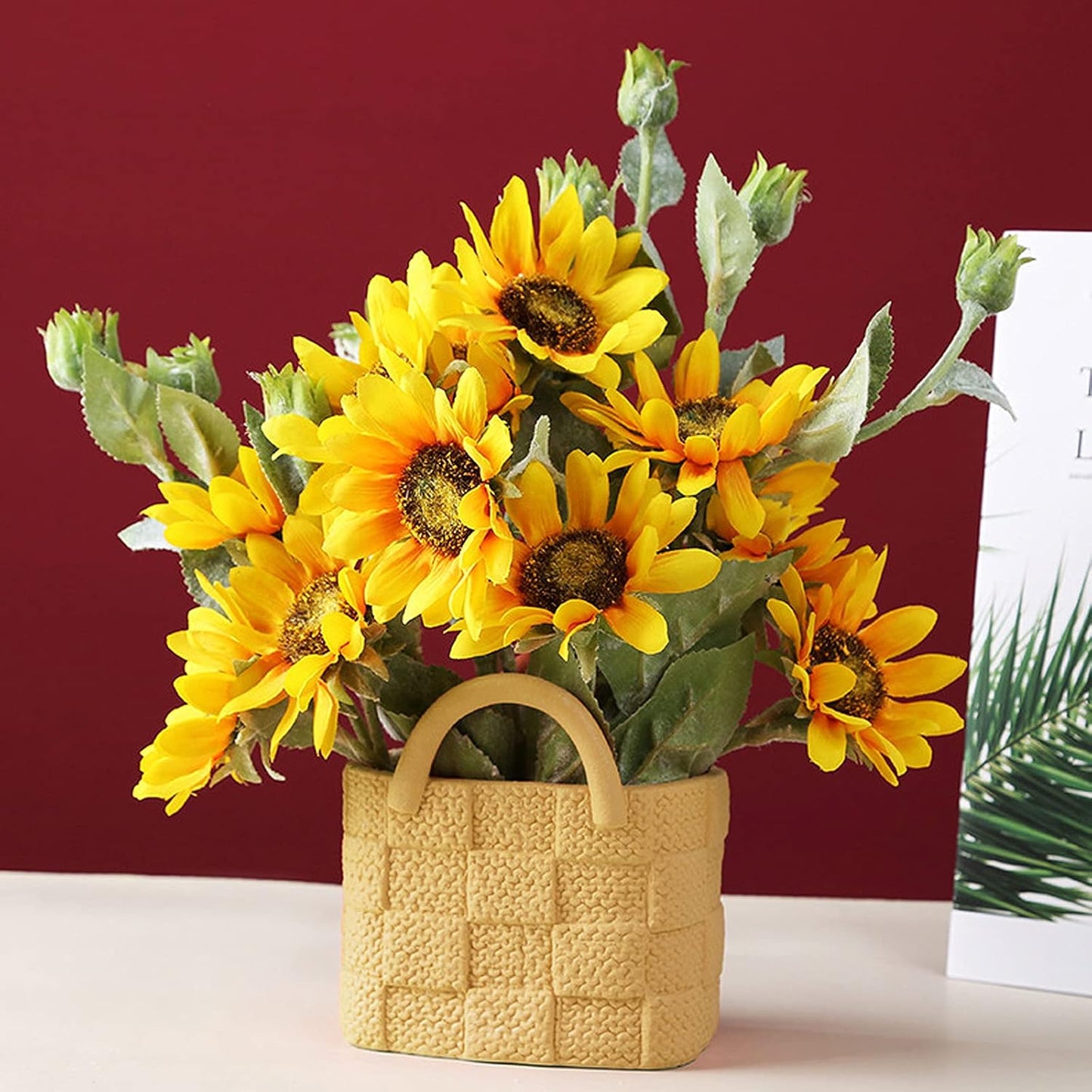 Ceramic Vase, Small Modern Flower Vase for Home Decor, Handbag Collection Creative Ceramic Floral Vases for Centerpieces, Flower Arrangement Decoration Shooting Props (Apricot Yellow)