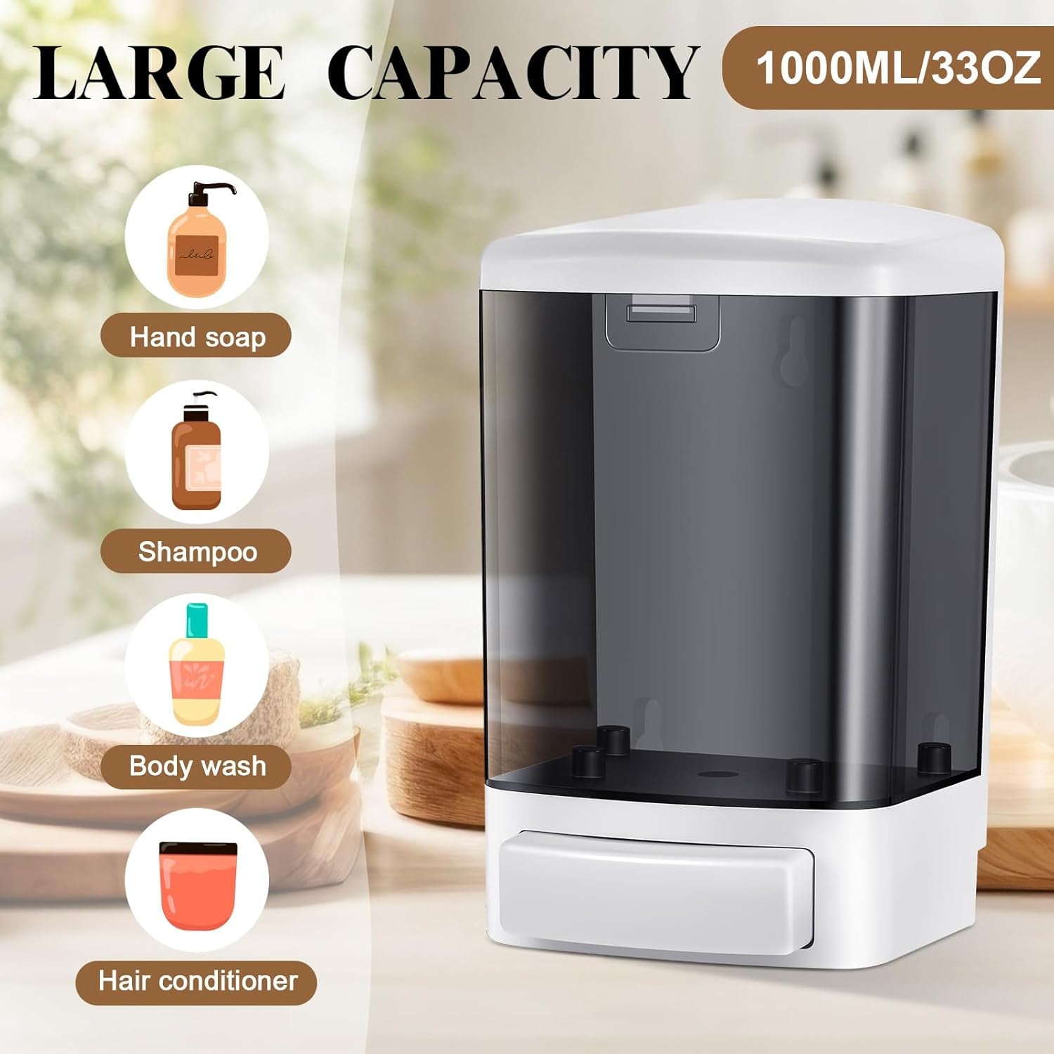 Dispensador De Jabón Comercial De 2 Piezas, Manual, Para Montar En La Pared