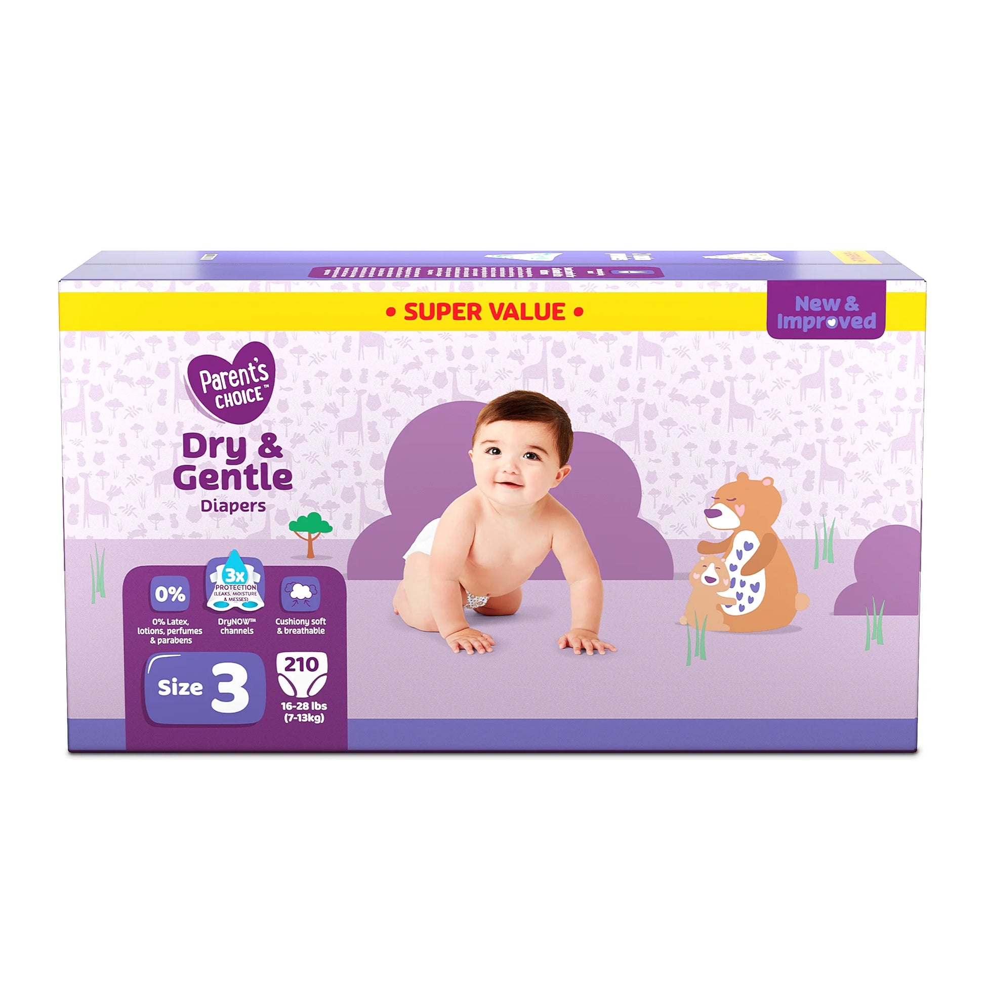 Dry & Gentle Diapers Size 3, 210 Count (Select for More Options)