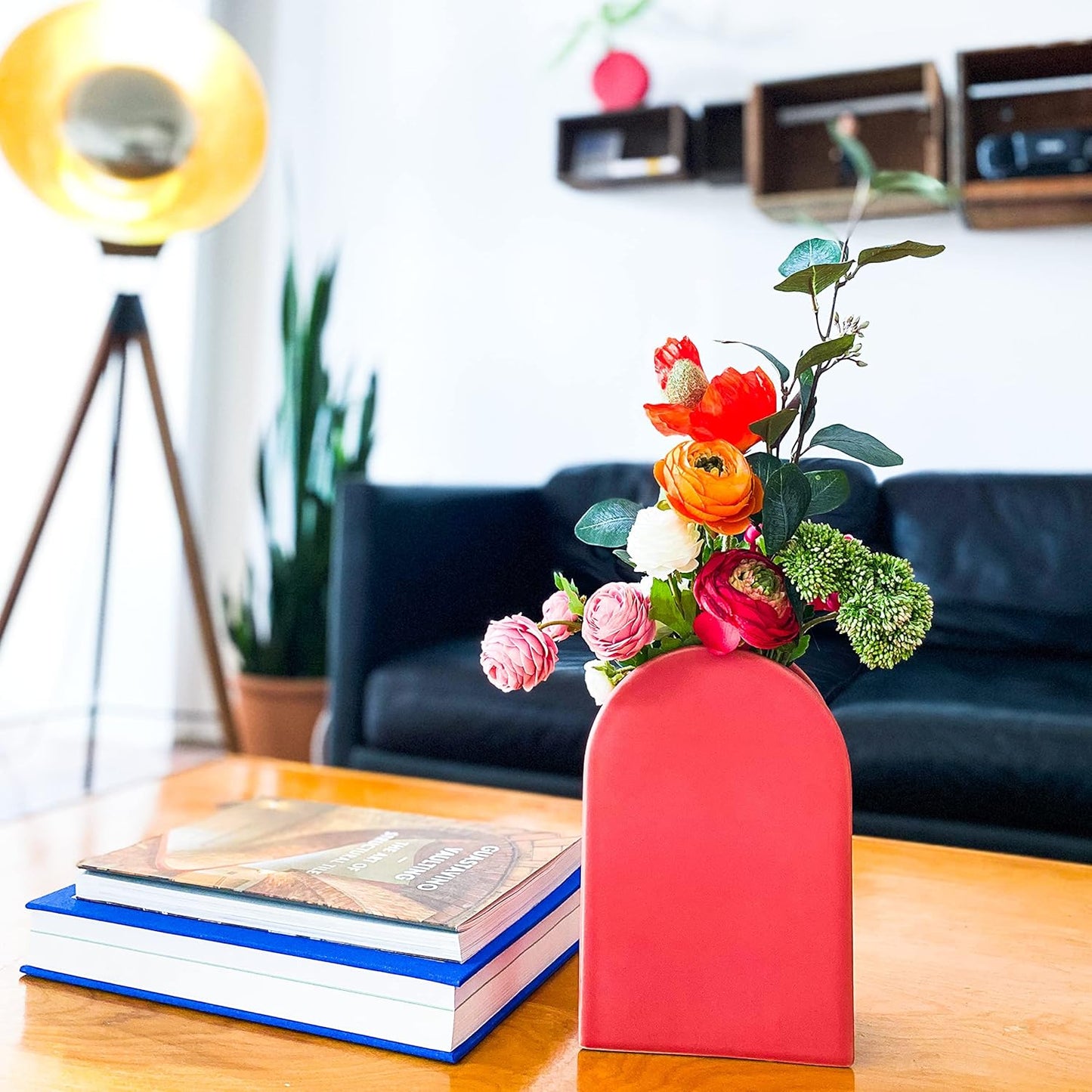 Ceramic Vases for Flowers - Coral Tall | Red Vase, Home Decorations for Living Room, Table Vase, Boho Vase Aesthetic Room Decor, Modern Vase, Vase Set, Decorative Modern Gift