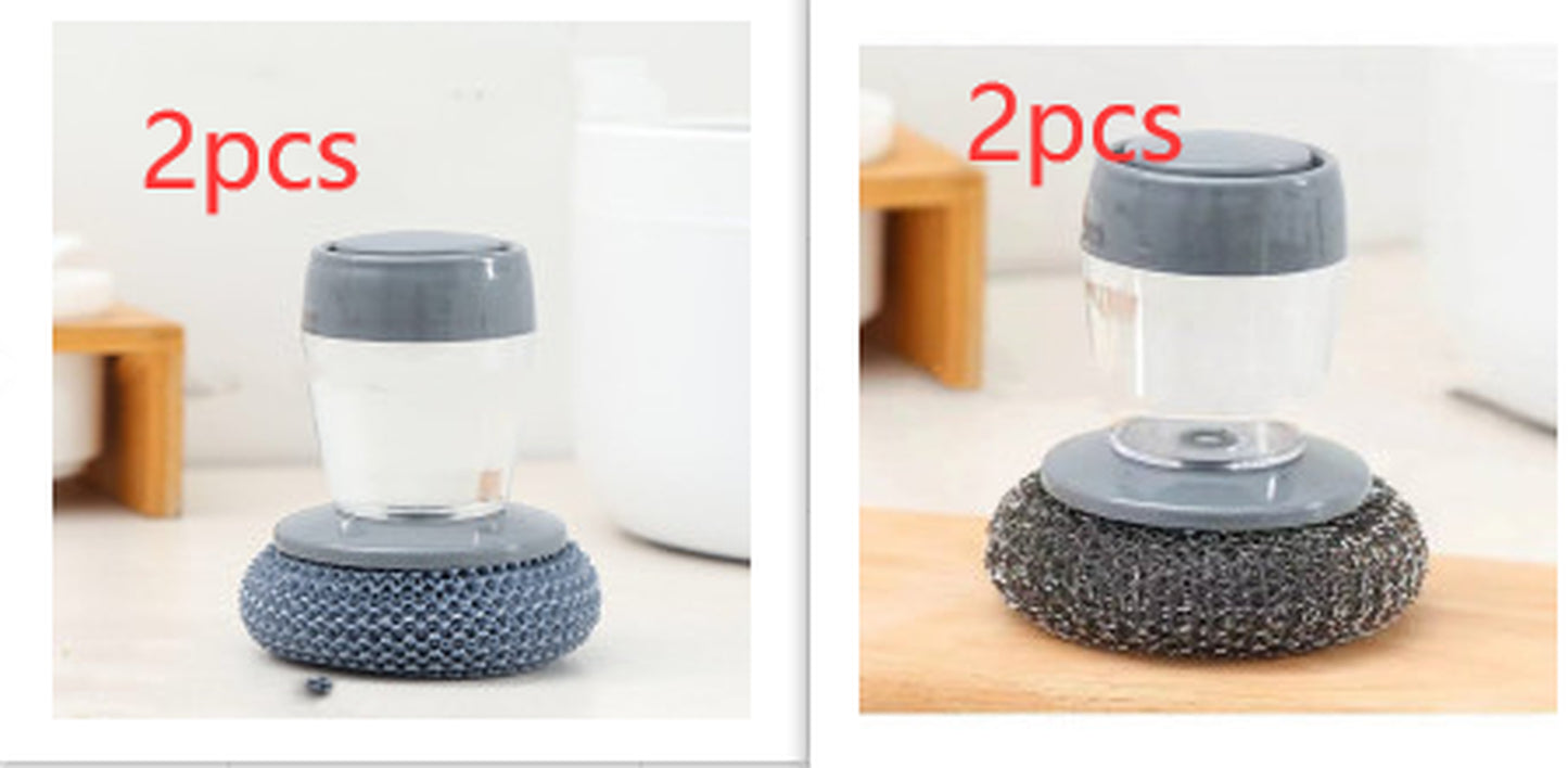 Kitchen Soap Dispensing Palm Brush Cleaner Push-Type Brush Kitchen Detergent Tools