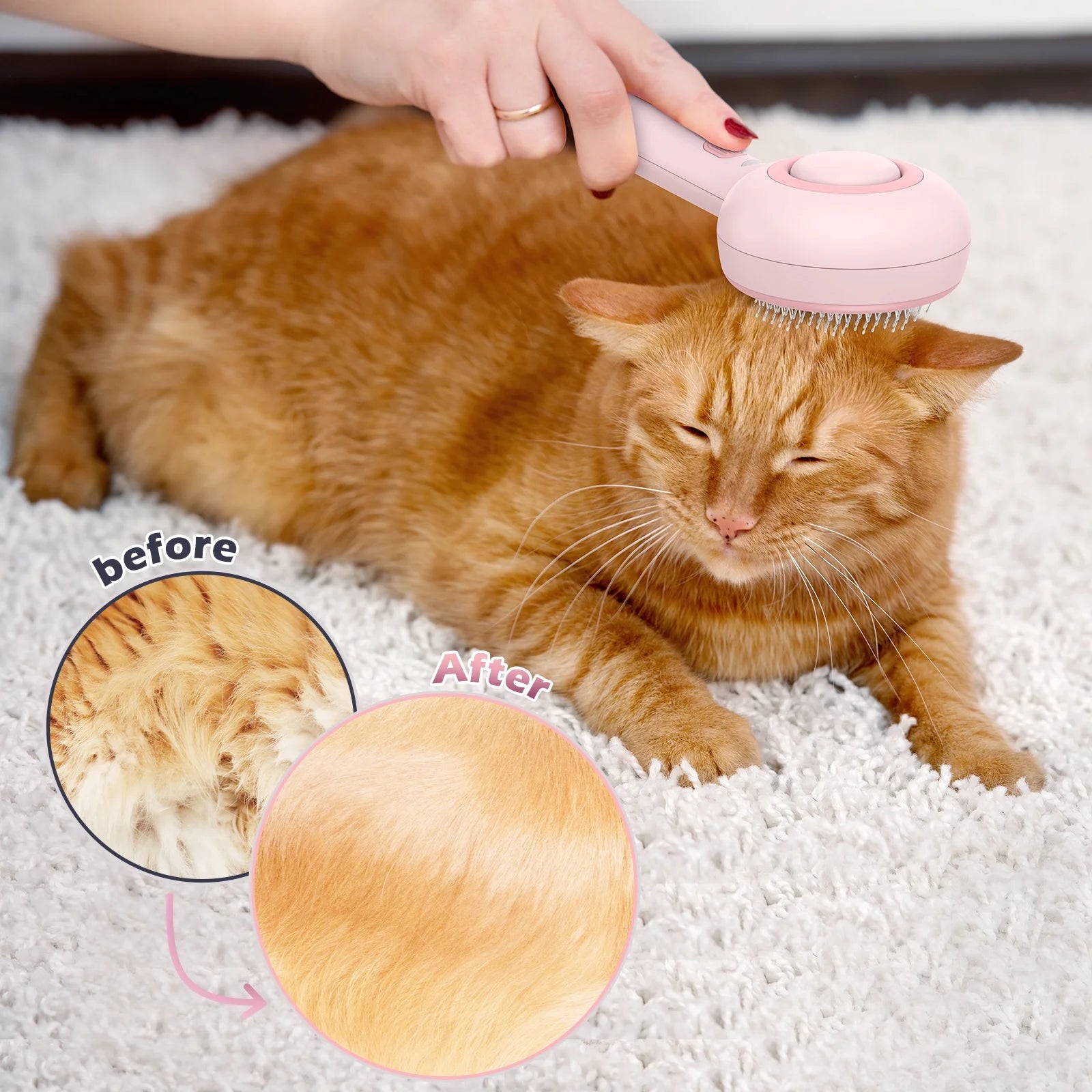 3 in 1 Cat Steam Brush, One-Click Hair Removal Brush with Steam for Cats and Dogs