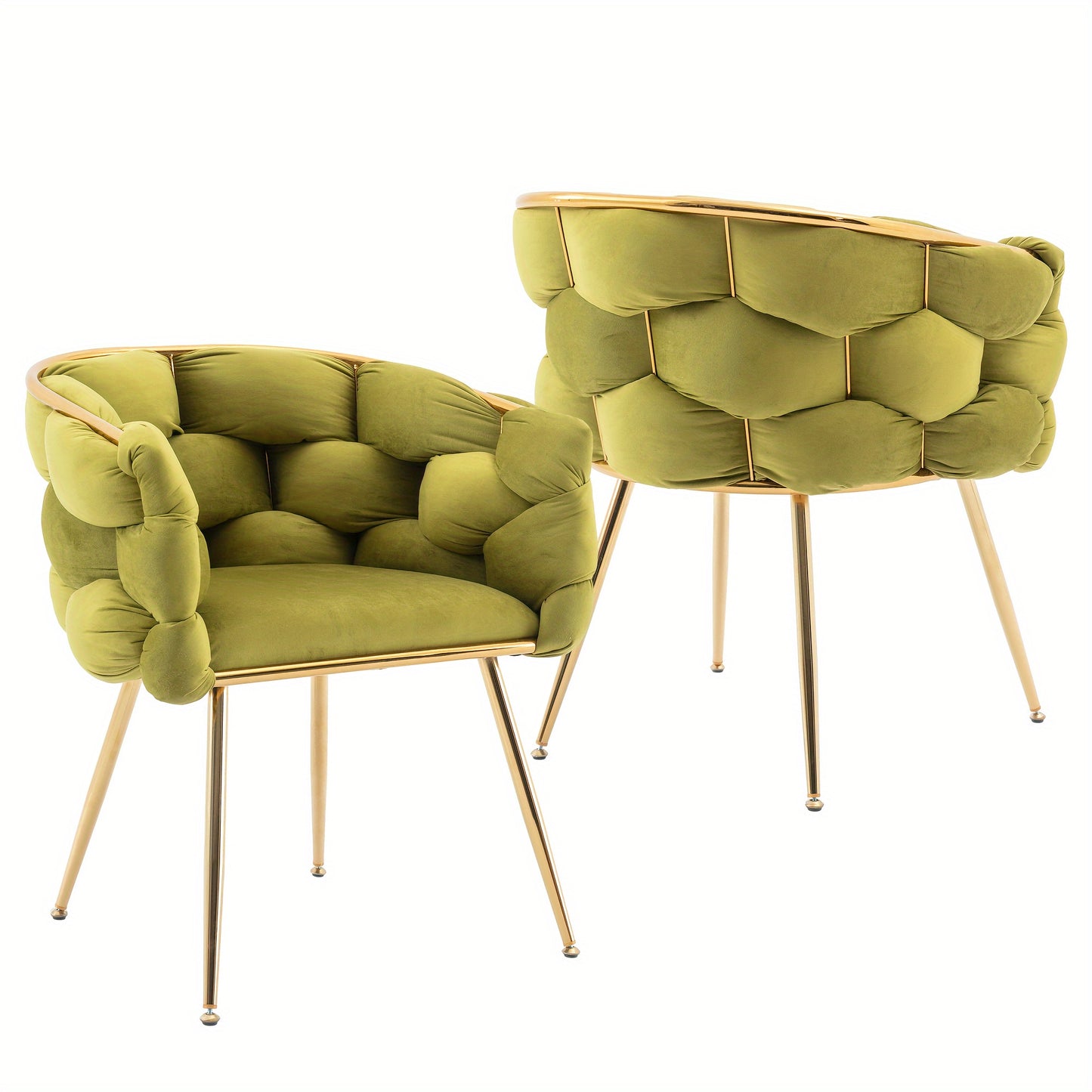 2Pcs Modern Luxury Velvet Sofa Chair Comfy Upholstered Vanity Chairs Bedroom Dining Chairs with Golden Metal Legs Vanity Desk Chair, Accent Desk Chair Dining Room