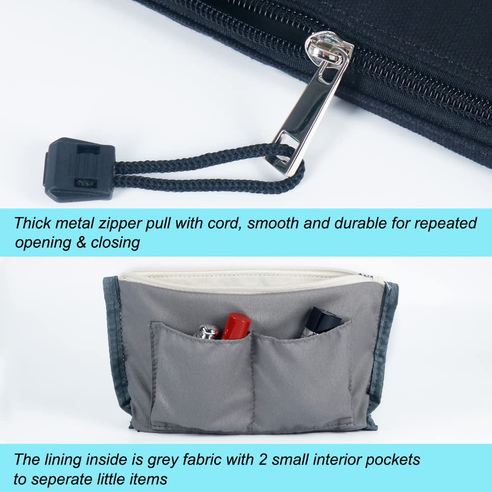 Canvas Makeup Bag, 2Pcs Cosmetic Zipper Pouches Travel Organizer Case for Brush Purse Diaper Bag Tote Bag
