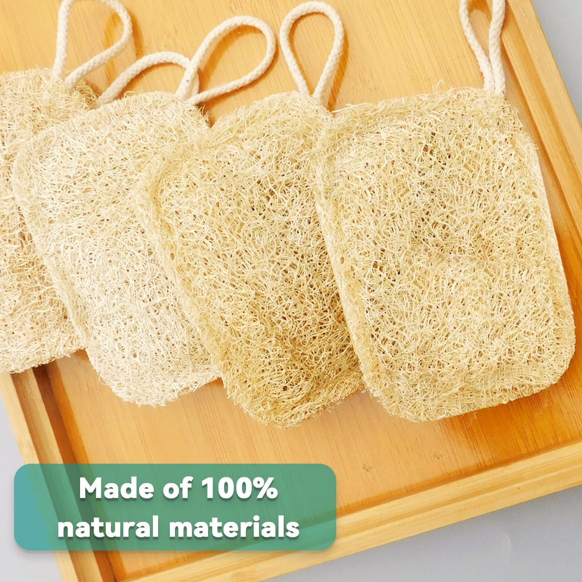 Natural Loofah Sponge Exfoliating Body Scrubber (3 Pack), Shower Scrub, Remove Dead Skin, Durable, Beige