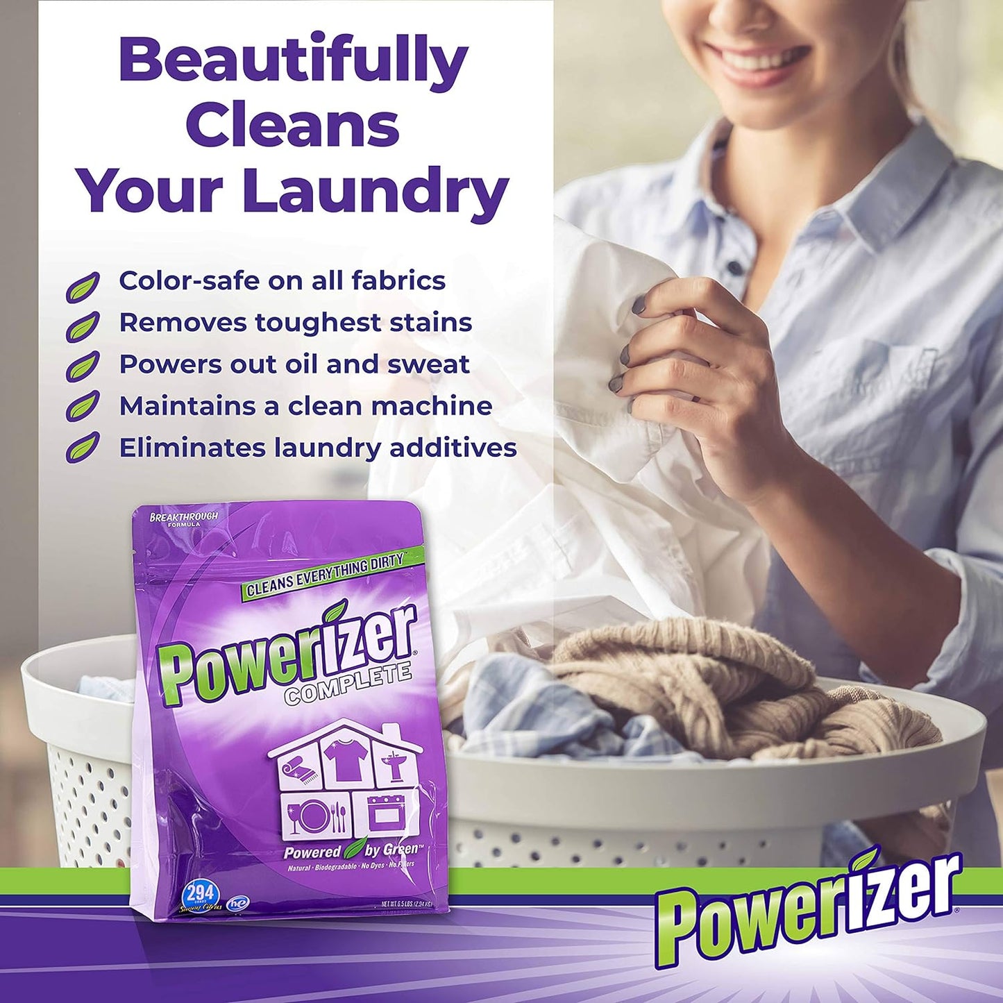 Complete Laundry Powder Detergent & Multipurpose Cleaner | 6.5 Lb | 294 Scoops | Plant-Based Concentrated Laundry Soap & Dishwasher Concentrate