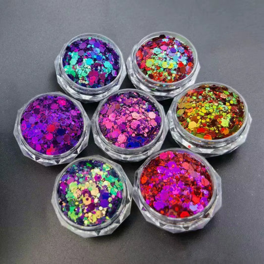 New Arrived Chameleon Color Shift Chunky Glitter Mixes Nair Art Hair Face Resin Tumbler Slime Sequins for Crafts Pack in Bag