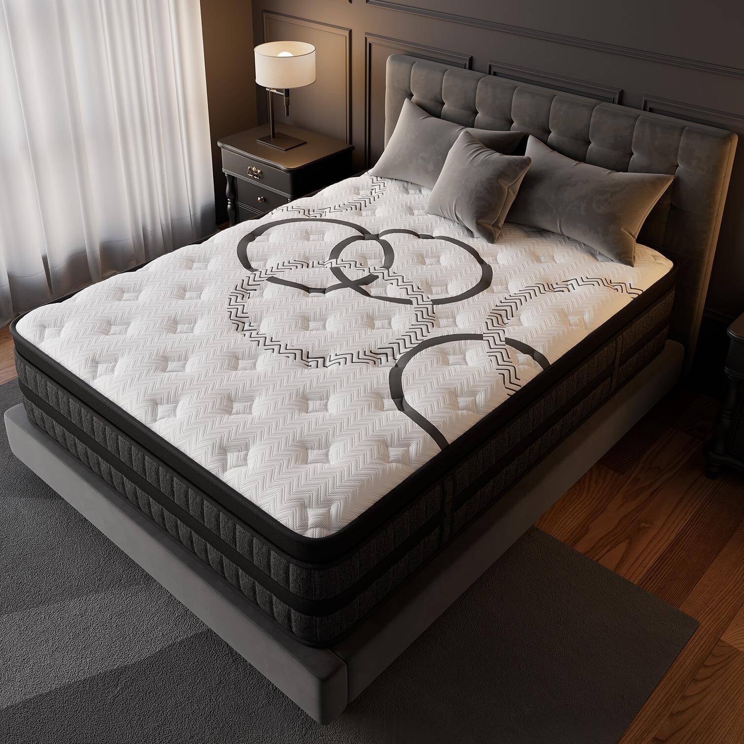 King Mattress 12" Hybrid Gel Memory Foam Mattress with 930 Individually Wrapped Pocket Coils, Medium Firm Support, Pressure Relief, Mattress in a Box