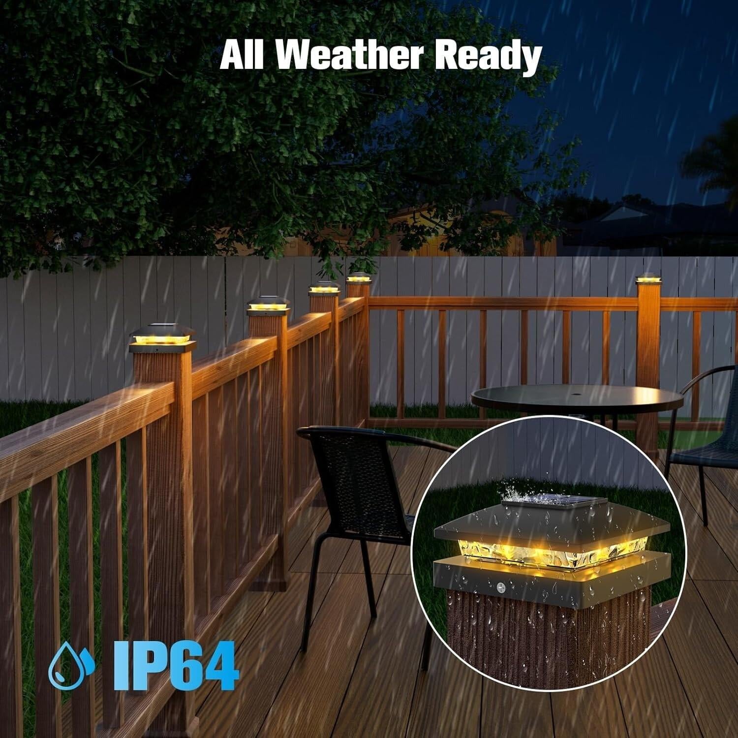 4X4 Solar Post Cap Light 12 Pack, Solar Fence - Post Lights Outdoor Waterproof