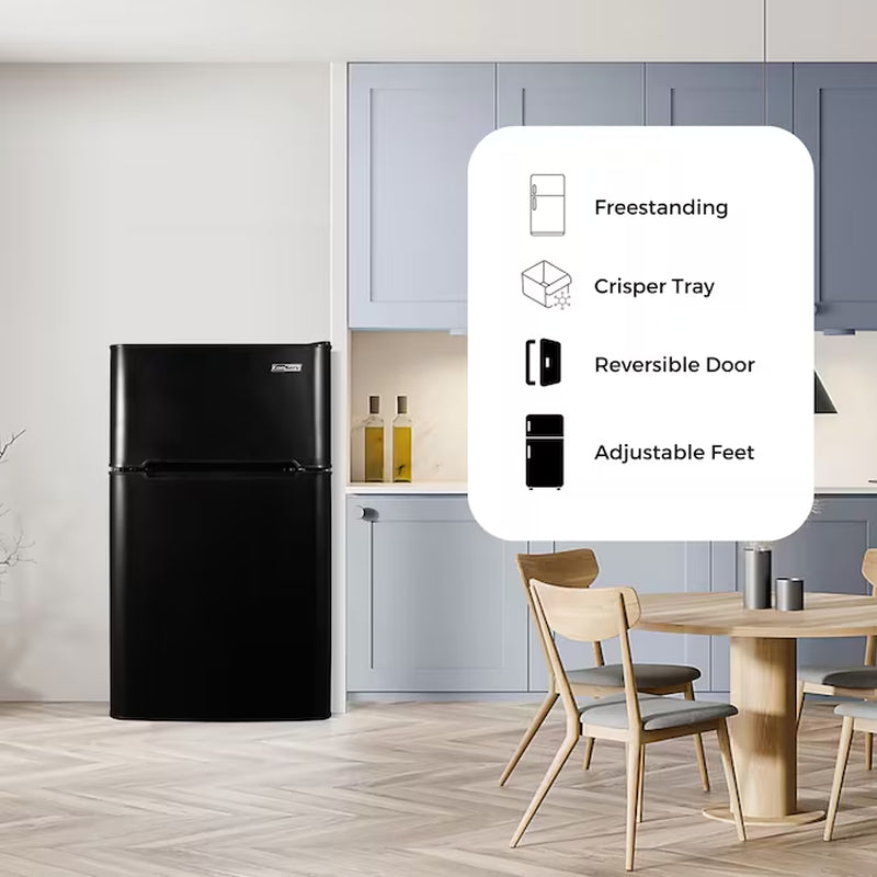 3.2-Cu Ft Mini Fridge with Freezer ( Black ) ENERGY STAR